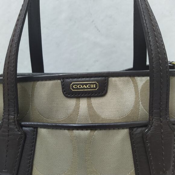 Coach Taylor Signature Light Tan Canvas Mini Tote Cross Body Bag Style# F28641 - Picture 4 of 16